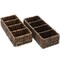 Casafield Set of 2 Water Hyacinth Divided Basket Organizers - Woven Bins for Bathroom, Bedroom, Laundry, Pantry, Shelves